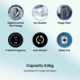 Samsung 8 Kg '5 star Ecobubble™ Wi-Fi Inverter Fully Automatic Top Load Washing Machine, Bubble Storm technology