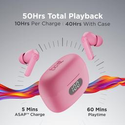 boAt Airdopes 121 PRO Truly Wireless in Ear Ear Buds w/Quad Mic ENx, Low Latency Mode for Gaming, 50H Playtime, IWP, IPX4, Battery Indicator Screen(Mint Bubblegum)