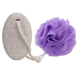 kai Stone with 1 Loofa for Rich Leather Bathing and Natural Exfoliating, Foot Cleaning for Men, Women - Multicolored, Pack of 1 (2 Items in the set)