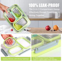 SmartQuick Present Lunch Box For Office, School | Ideal For 12+Year Teenagers | 1200Ml (3 Compartment, Stainless Steel, Multi Colors), 1.2 Liter