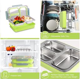 SmartQuick Present Lunch Box For Office, School | Ideal For 12+Year Teenagers | 1200Ml (3 Compartment, Stainless Steel, Multi Colors), 1.2 Liter