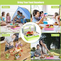 SmartQuick Present Lunch Box For Office, School | Ideal For 12+Year Teenagers | 1200Ml (3 Compartment, Stainless Steel, Multi Colors), 1.2 Liter