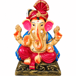 CLAY GANESHA, 100% ECO-FRIENDLY CLAY GANESHA IDOL, Size: 1.5 Feet