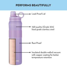 Borosil Hydra Thirst Burst Lavender 800 ml Stainless Steel Water Bottle | Double Wall Vacuum Insulated Flask | 12 Hours Hot & Cold | Ideal for Personal & Corporate Gifting
