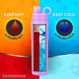 Borosil Hydra Thirst Burst Lavender 800 ml Stainless Steel Water Bottle | Double Wall Vacuum Insulated Flask | 12 Hours Hot & Cold | Ideal for Personal & Corporate Gifting