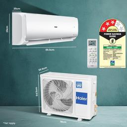 Haier 1.5 Ton 3 Star Twin Inverter Split AC (Copper, 7 in 1 Convertible, Frost Self Clean, HD Filter, Cools at 54°C, Long Air Throw - HSU17VP-TQS3BN-INV, White)